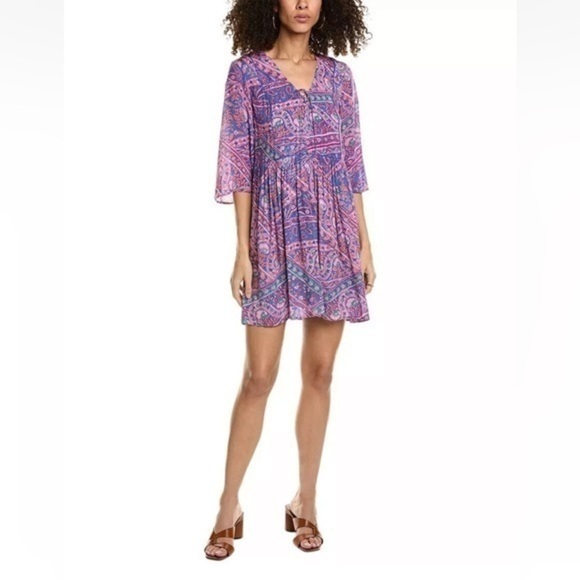 BA&SH 
Elbow Sleeve Mini Dress - Multi - Picture 1 of 5